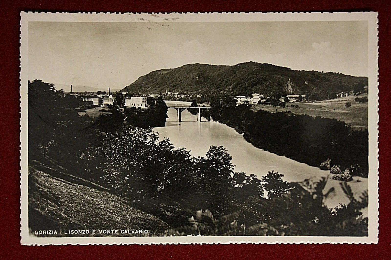 GORIZIA L’Isonzo e Monte Calvario, viaggiata, anni 40, cartolina lucida #14290