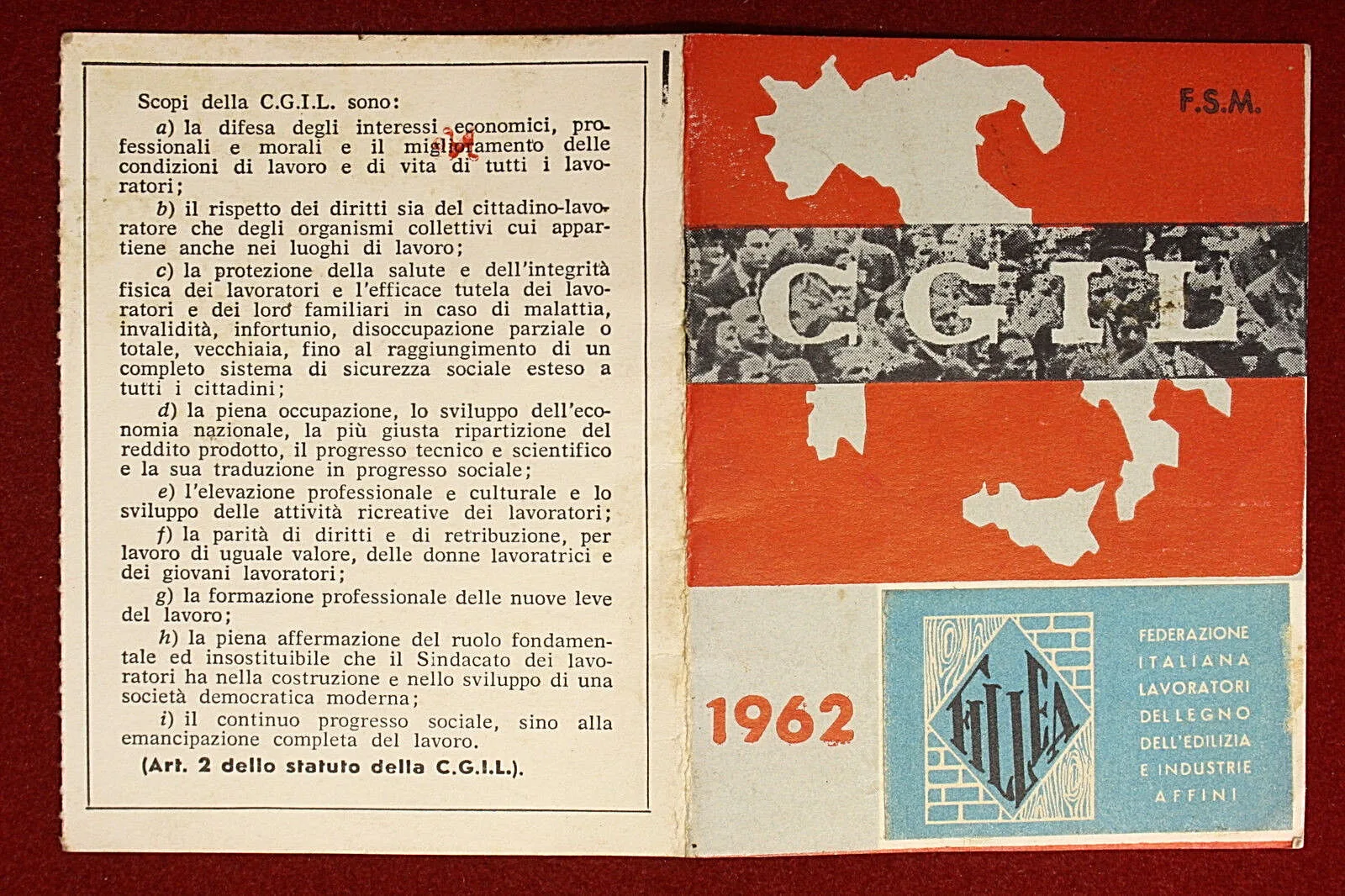 Tessera CGIL 1962 #T327