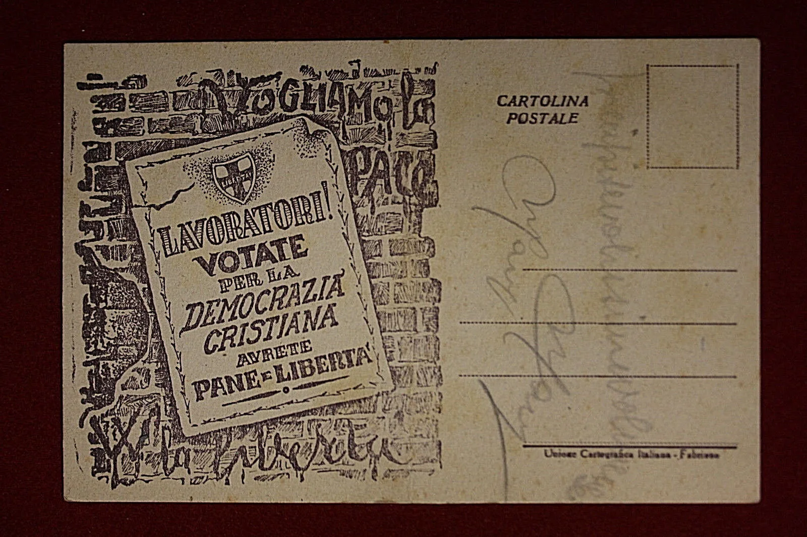PROPAGANDA VOTATE PER LA DEMOCRAZIA CRISTIANA FG, no viaggiata anni 50/60 #14479