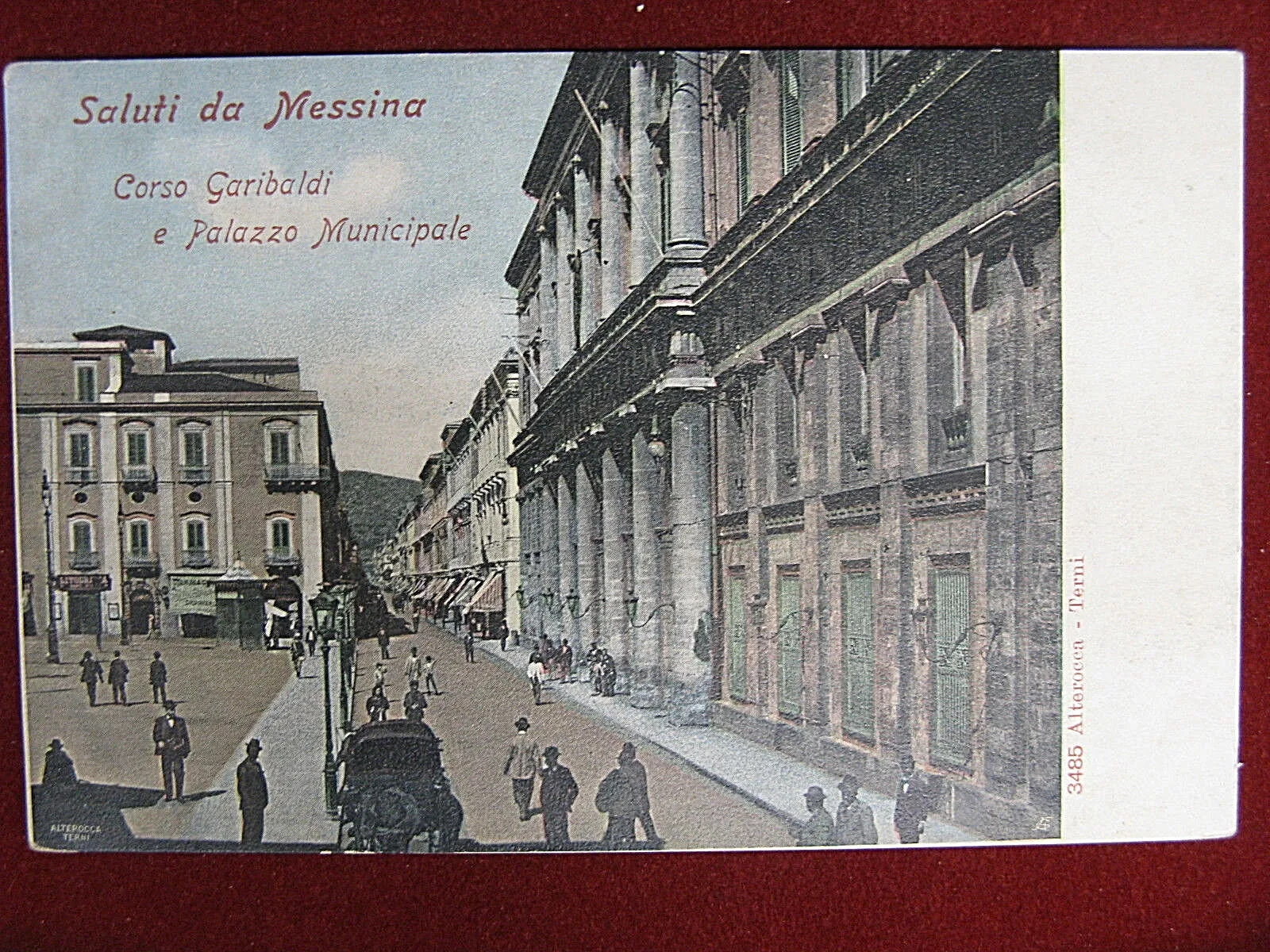 Messina Corso Garibaldi e Palazzo Municipale anni 10/20 non viaggiata #12485
