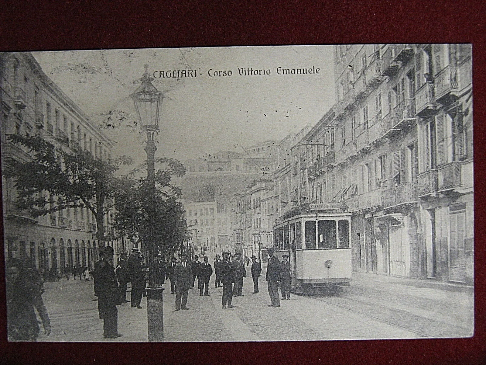 Cagliari Corso Vittorio Emanuele anni 10 viaggiata tram animata #8796