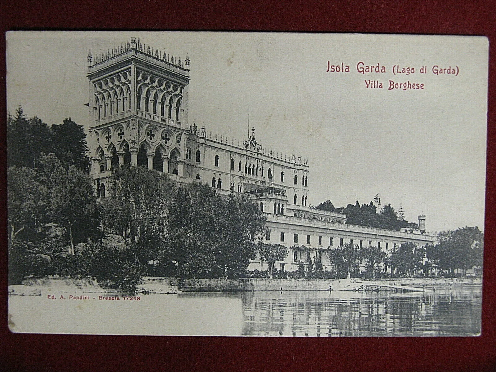 Isola Garda Villa Borghese anni 10/20 non viaggiata #12784