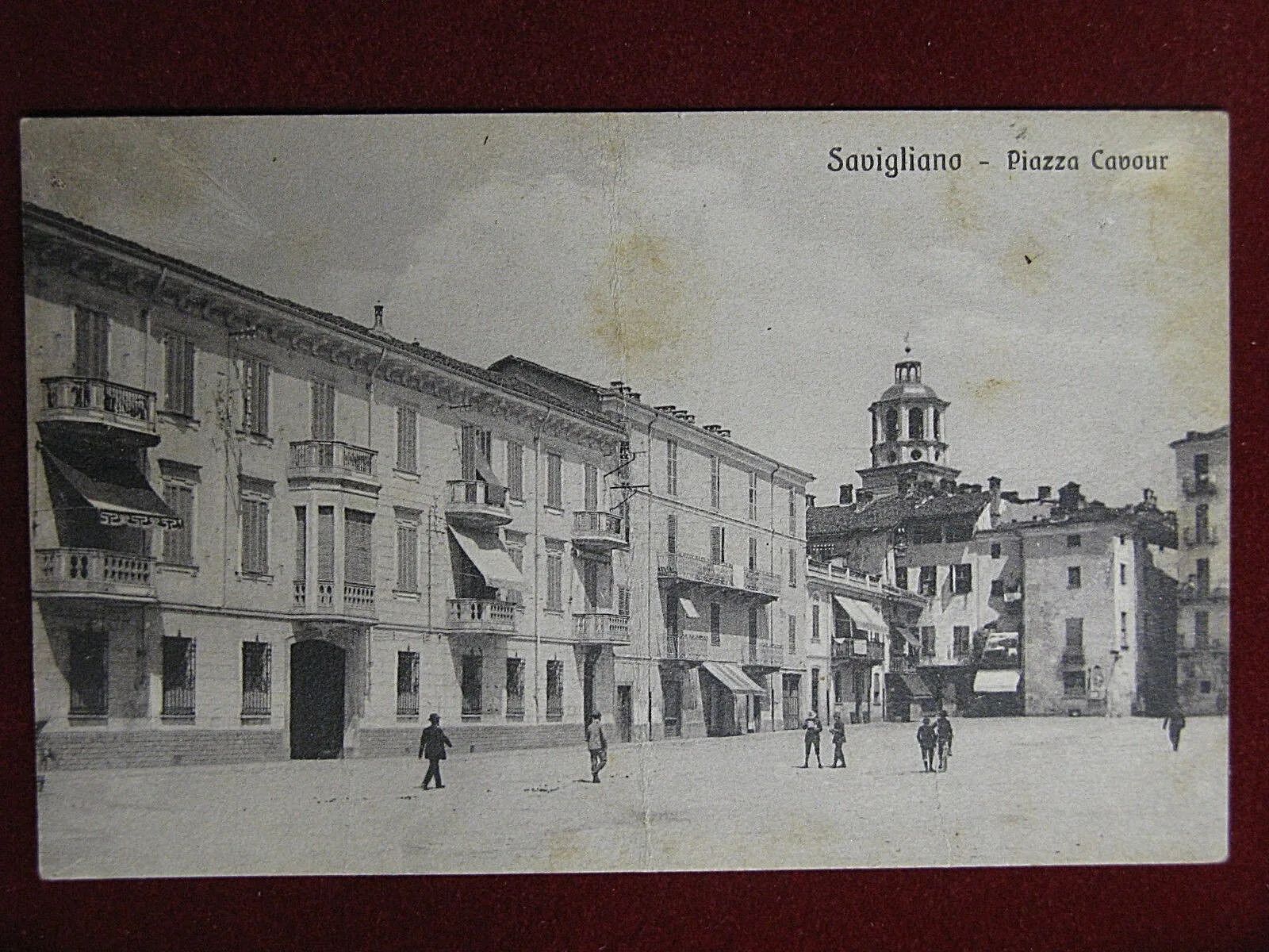 Savigliano Piazza Cavour anni 10, viaggiata, animata #12895