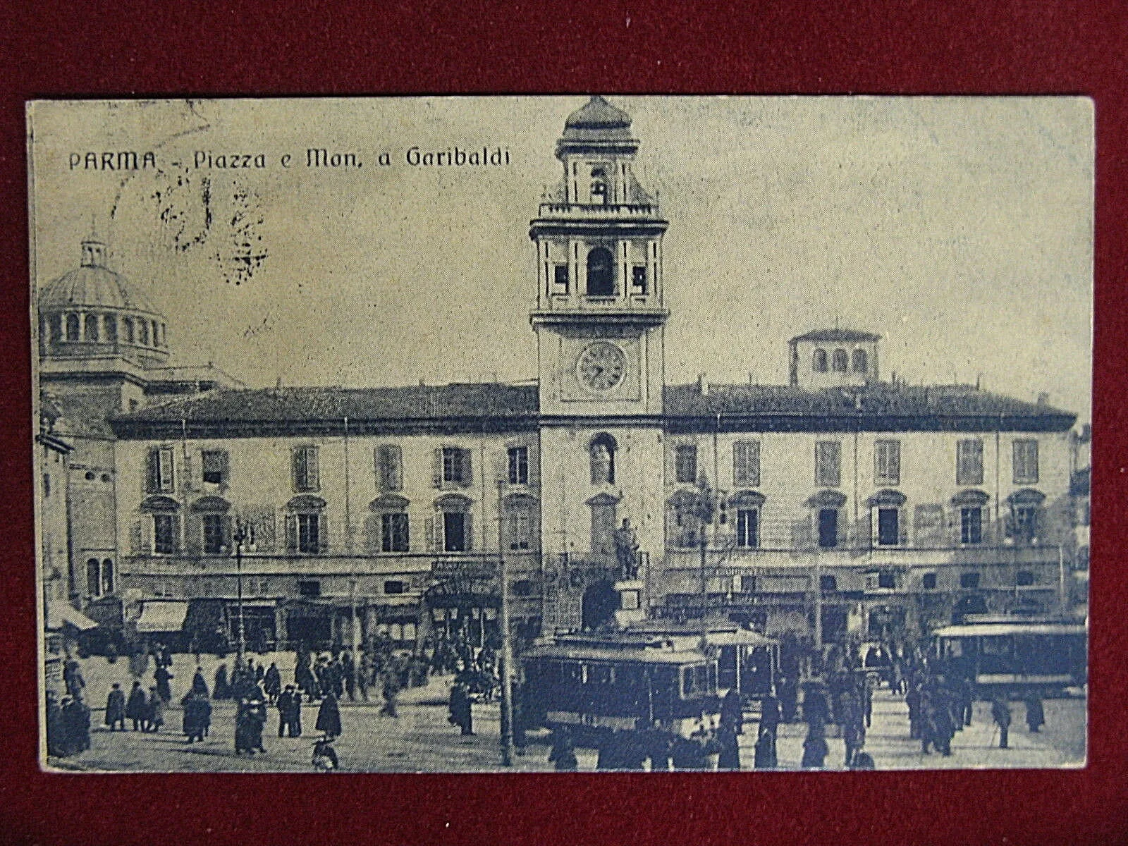Parma Piazza e Monumento anni 10, viaggiata, animata, tram #12943