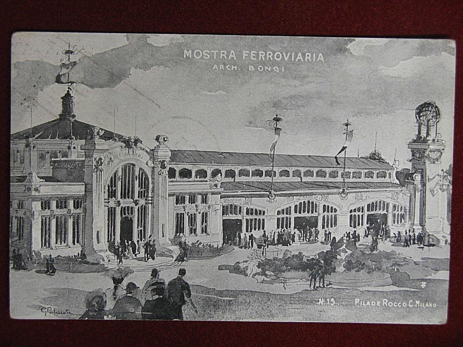 ILLUSTRATA Palanti G. 1906 Mostra Ferroviaria viaggiata #13072