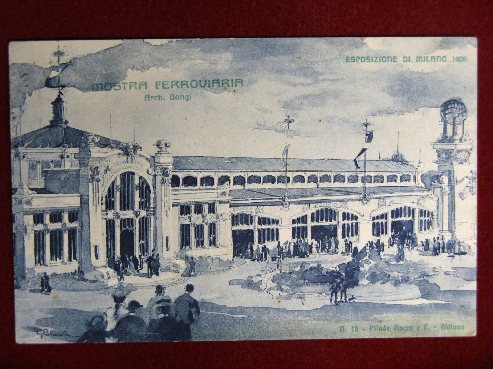 ILLUSTRATA Palanti G. 1906 Mostra Ferroviaria viaggiata #13075