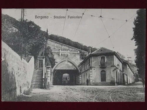 BERGAMO  Stazione Funicolare animata viaggiata f/p 1918 #1291