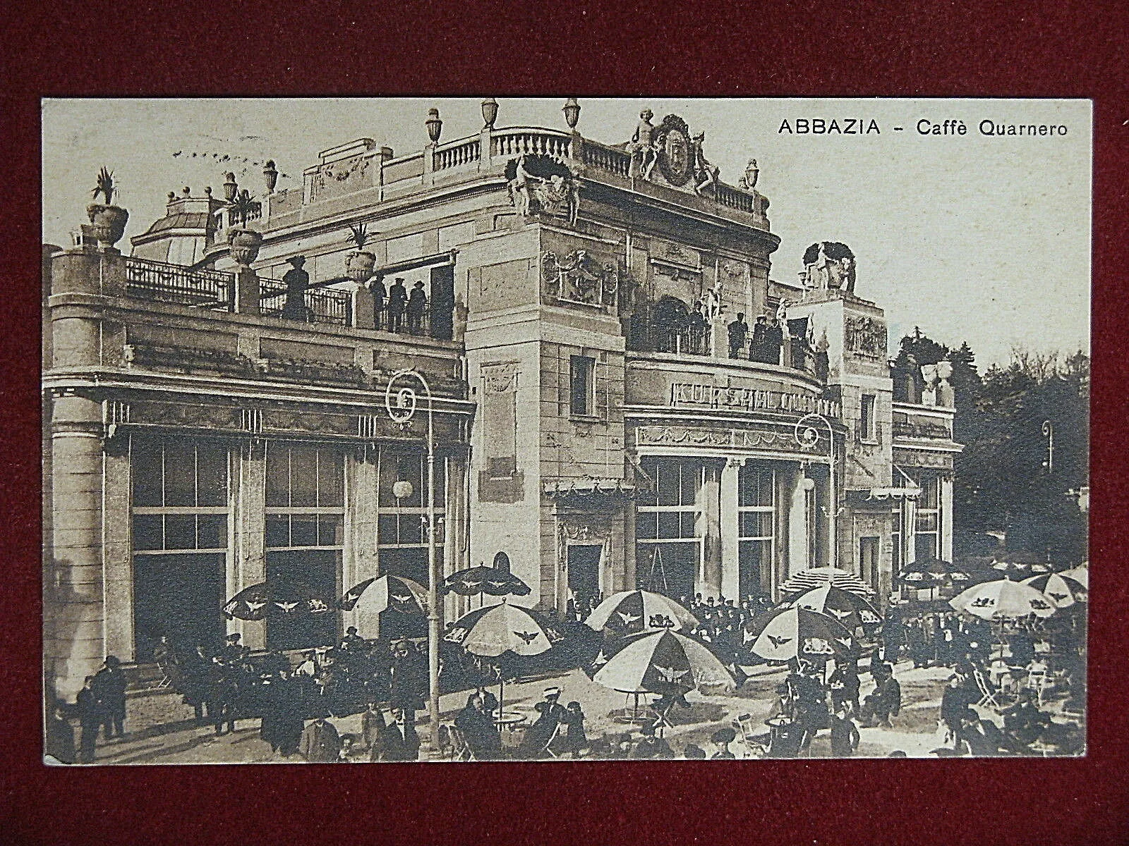 ABBAZIA Croazia – Caffè Quarnero animata molto bella viaggiata, anni 20 #11215