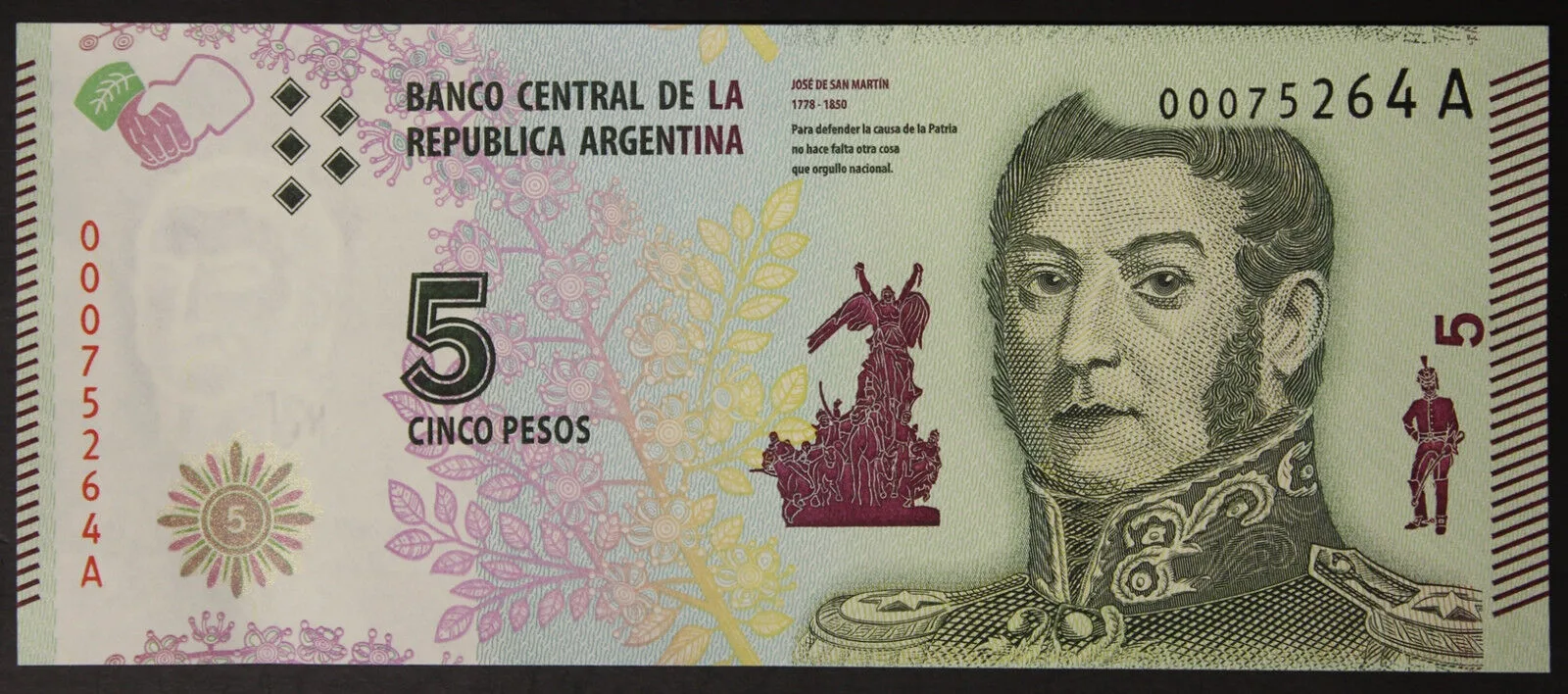 Argentina 5 Pesos Josè de San Martin Pick Newr Fdc #B371