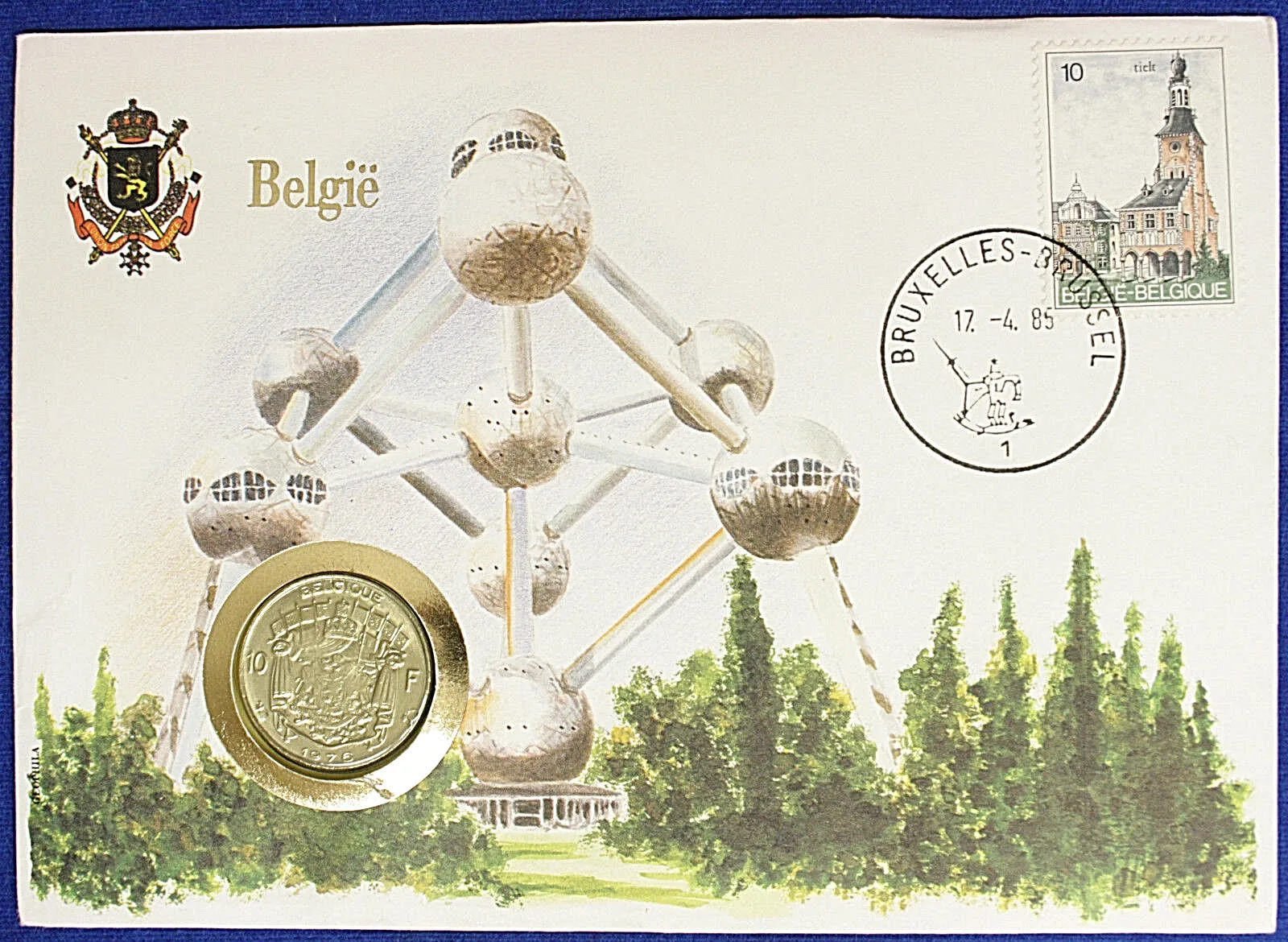 Busta Numismatica BELGIO 10 Franchi 1976 + Francobollo #16