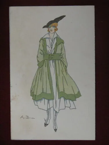 illustrata DONNINA  firmata A.B. no viaggiata anni 10 #11468