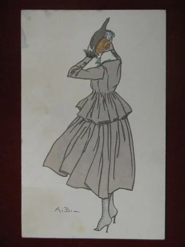 illustrata DONNINA  firmata A.B. no viaggiata anni 10 #11466