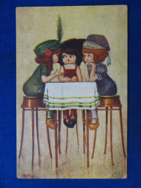 ILLUSTRATA BERTIGLIA bambine viaggiata 1928 #9427
