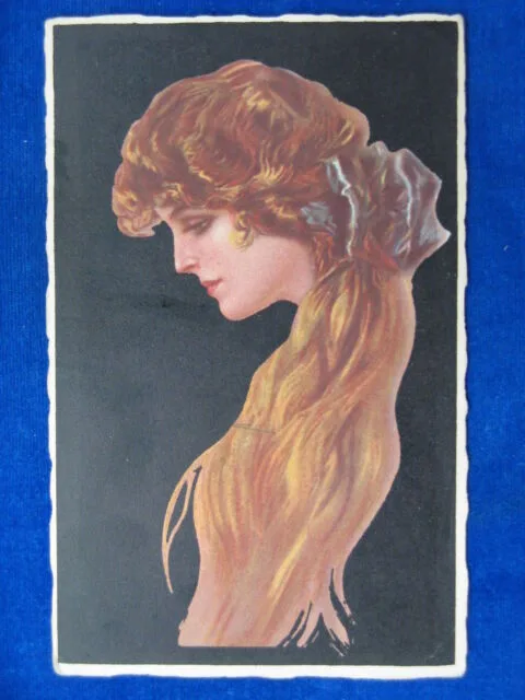 ILLUSTRATA Lady VOLTO DI DONNA  GLAMOUR no viaggiata anni 30 f/p #14696