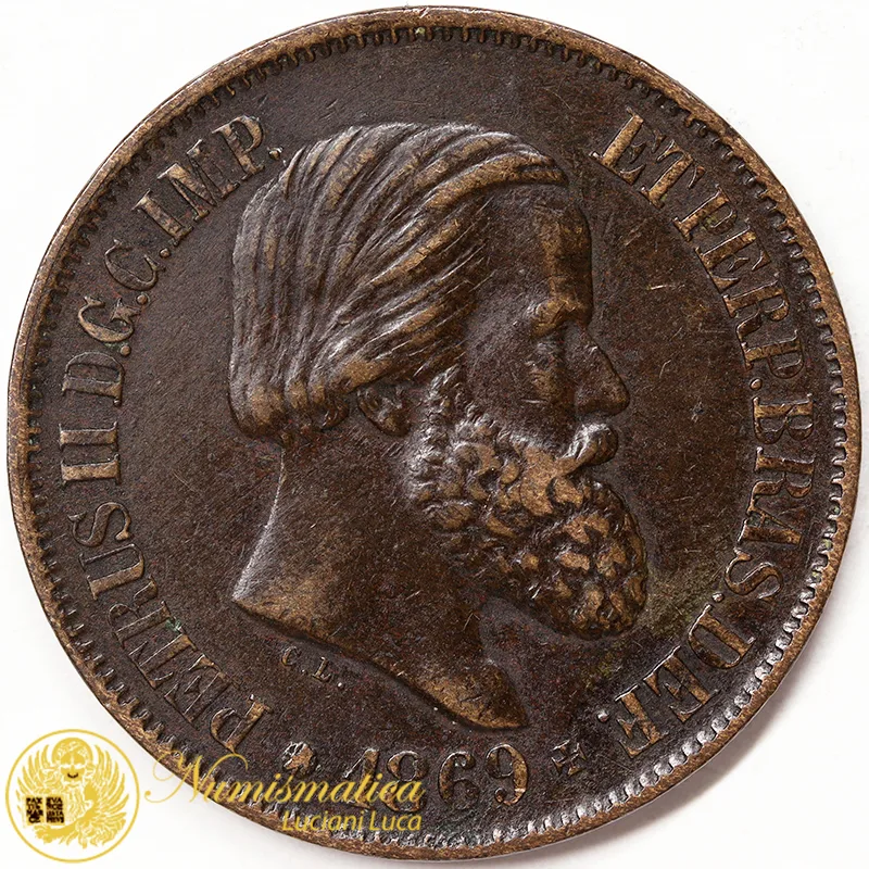 BRASILE 20 Reis 1869 Pietro II #1777