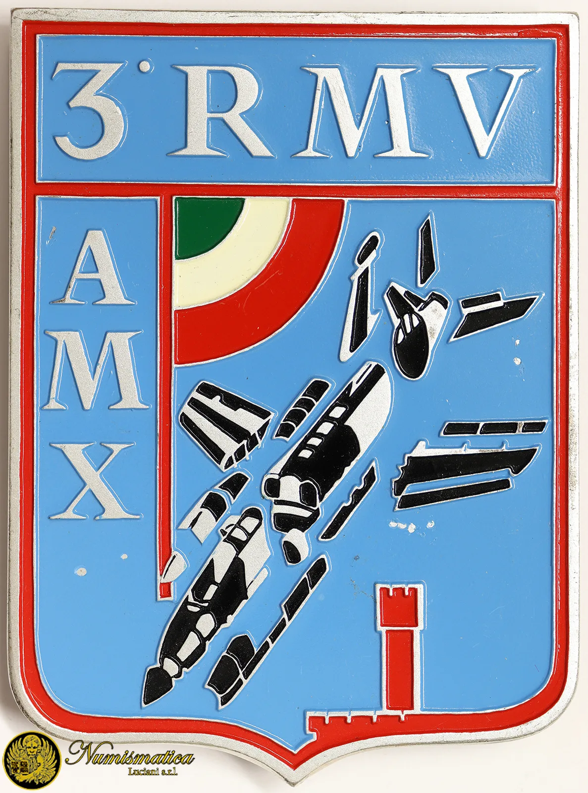 Placca STEMMA 3° REPARTO MANUTENZIONE VEICOLI E AEREO AMX GHIBLI 109×80 mm #KG121