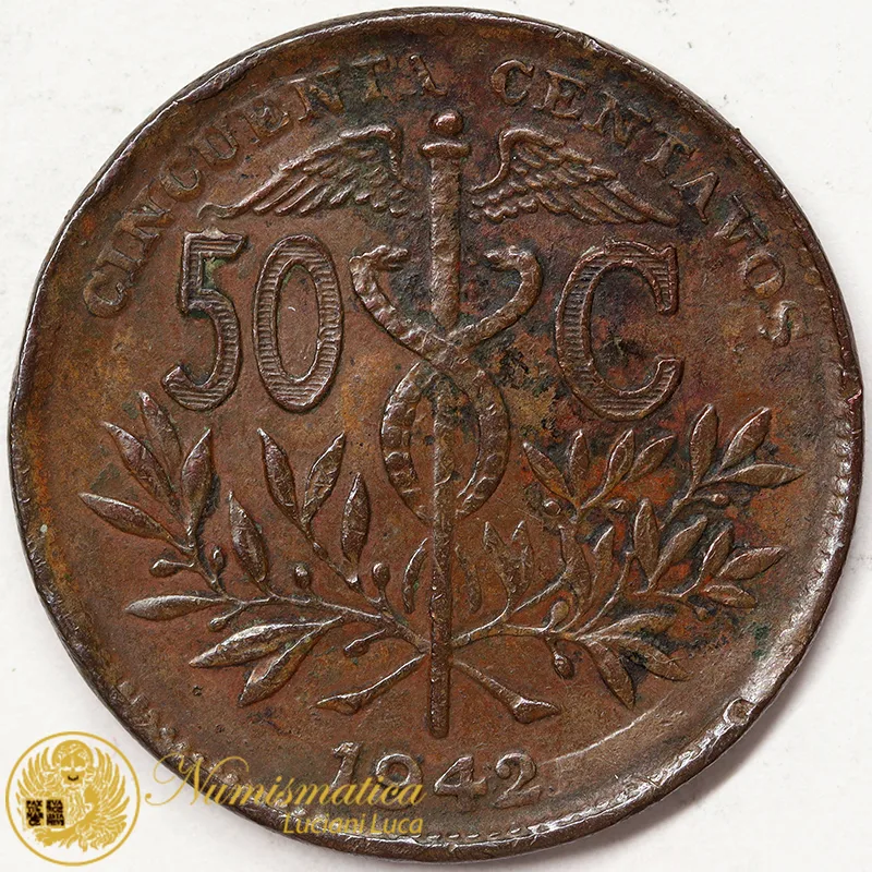 BOLIVIA 50 CENTAVOS 1942 (KM#182a.1) #1790
