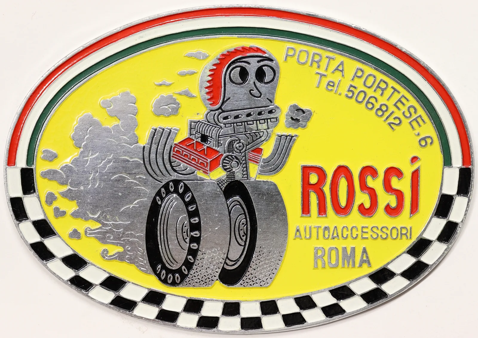 Placca Rossi Autoaccessori Roma PORTA PORTESE con smalti 115×81 mm #KG221