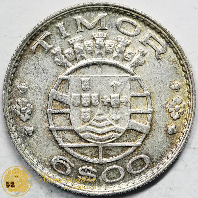 TIMOR 6 ESCUDOS 1958 ARGENTO #6176