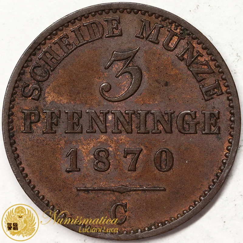 Germania PRUSSIA 3 Pfennig 1870 C Spl+ #1927