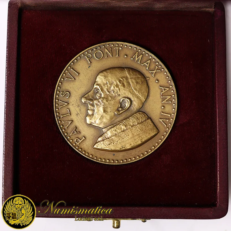 Medaglia VATICANO Paolo VI Anno IV 1966 Bronzo Ø 44 mm con scatola ZZ38