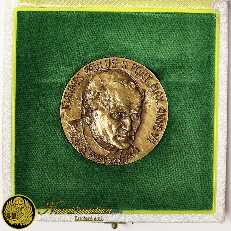Medaglia Giovanni Paolo II Wojtyla Anno VII 1985 opus Baldessari Bronzo Ø 44 mm con scatola ZZ68