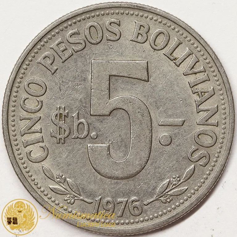 BOLIVIA 5 PESOS BOLIVIANOS 1976 #2080