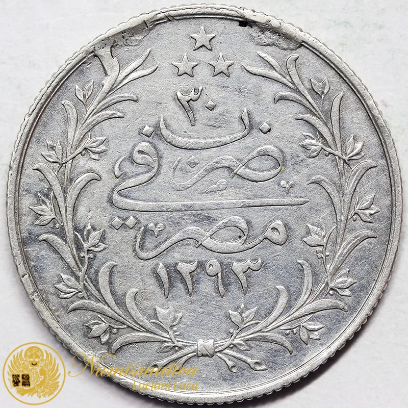 EGITTO 5 Qirsh AH1293/30 (1904) H Argento Spl #6264