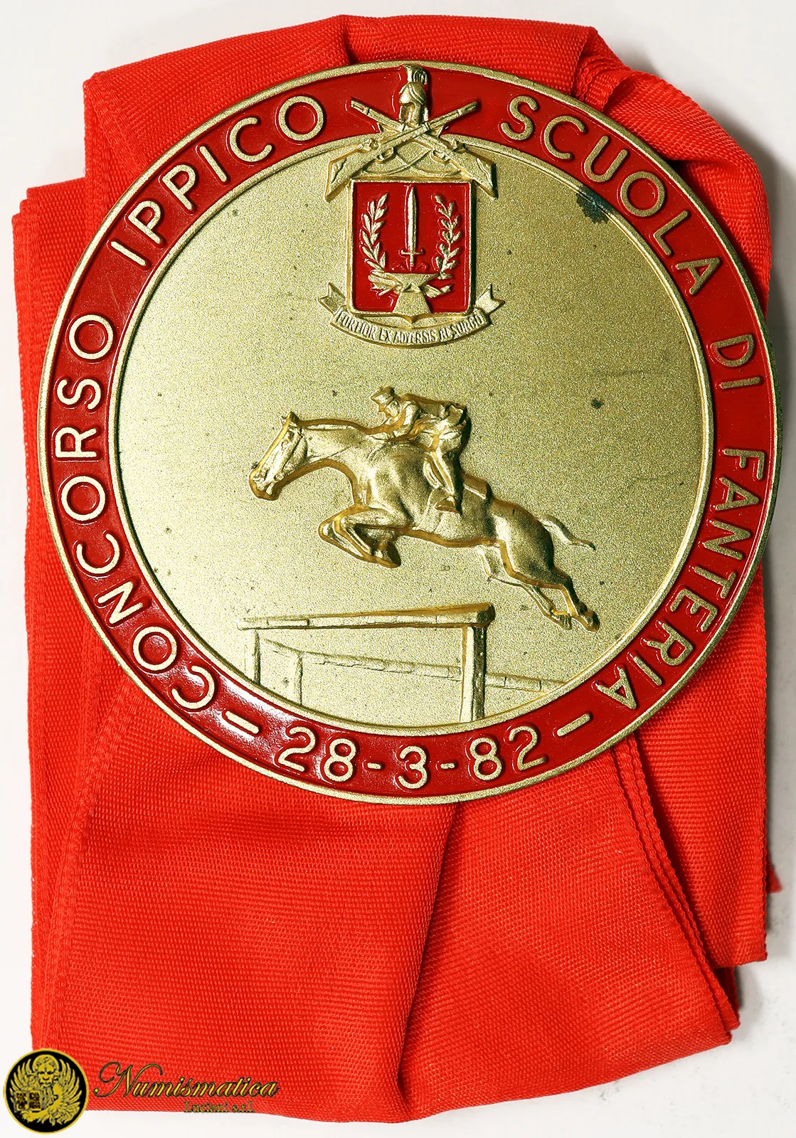 Placca Concorso Ippico Scuola di Fanteria 28/03/1982 Ø 57 mm #KP154