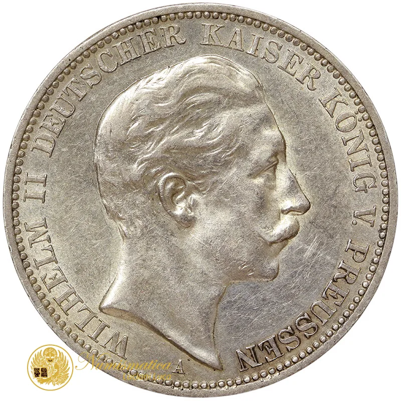 Germania PRUSSIA 3 Marchi 1909 Guglielmo II BB/Spl #2126