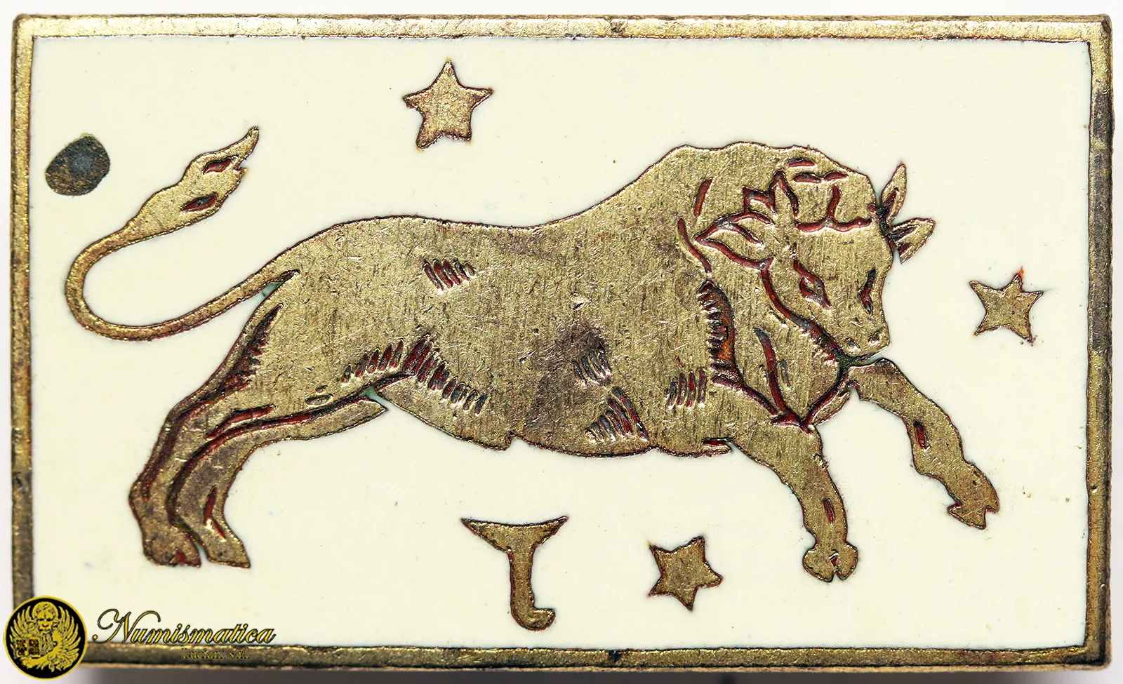 Spilla Segno Zodiaco Zodiac Toro Bull con smalti 30×18 mm #KP397
