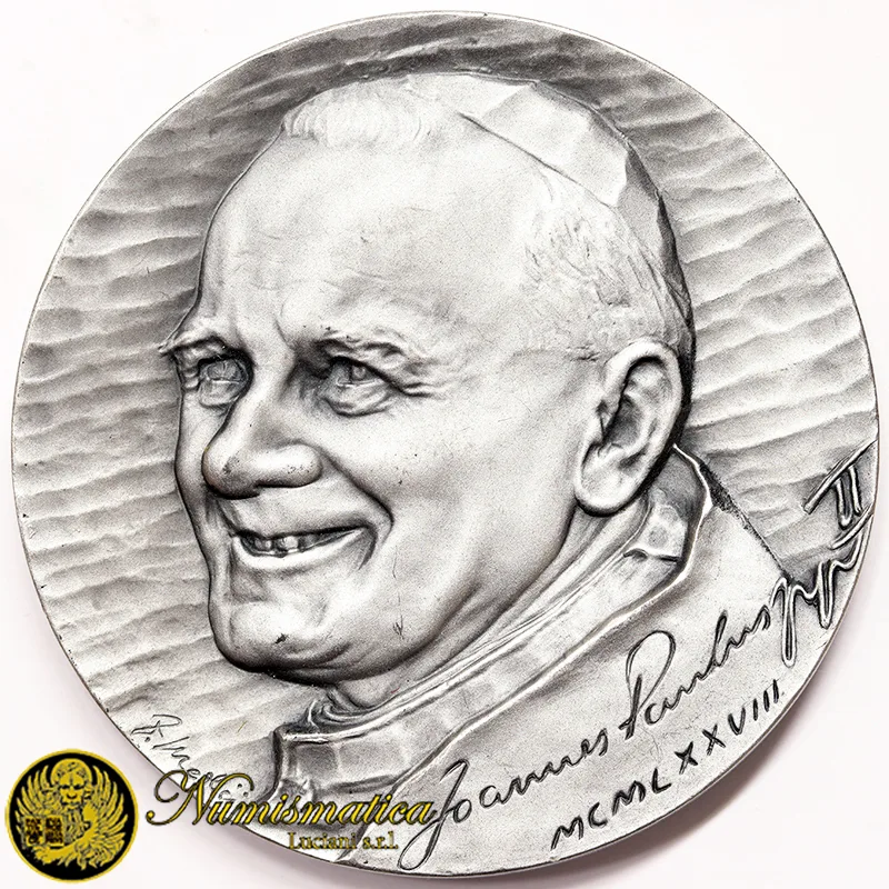 Medaglia Giovanni Paolo II Visita Brasile Opus Medici Ag.800 84,40 gr Ø 55 mm #KP442