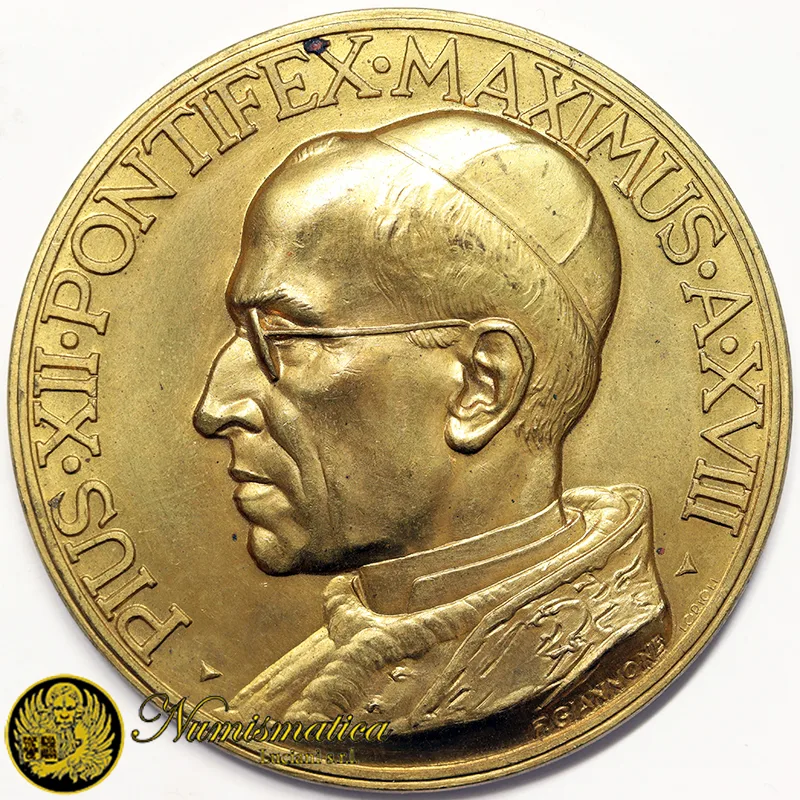 Placca Pio XII Anno XVIII Opus F. Giannone Ø 55 mm #KP448
