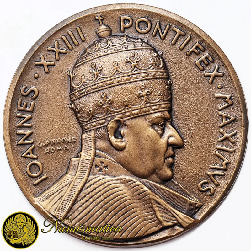 Placca PAPA Giovanni XXIII Pontifex Maximus Opus G. Pirrone Ø 50 mm #KP449