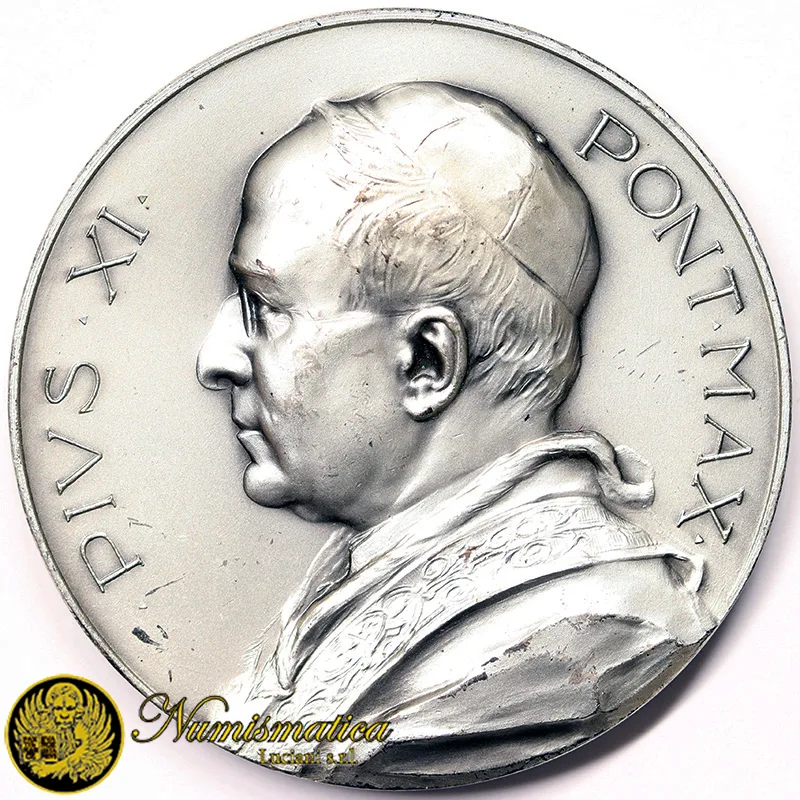 Medaglia Pio XI Pontifex Maximus 1922-39 Metallo bianco Ø 50 mm #KP451