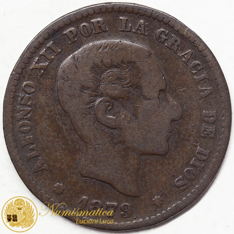 SPAGNA 5 CENTIMOS 1879 OM ALFONSO XII 8 pointed star #6304