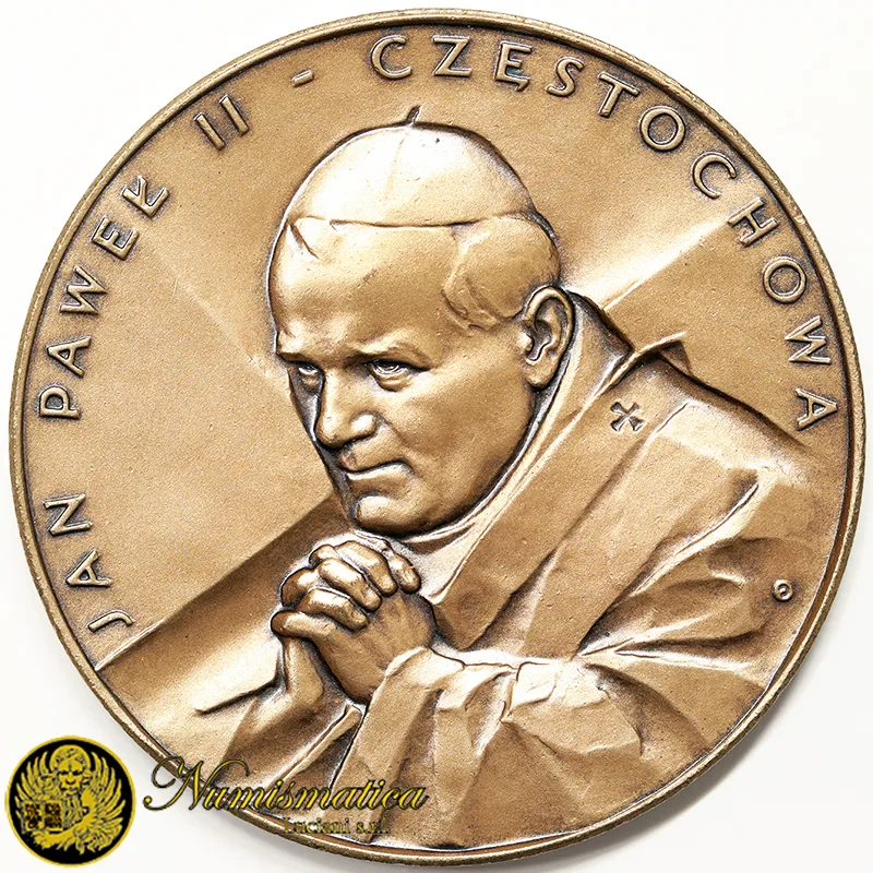 Medaglia GIOVANNI PAOLO II MADONNA DI CZĘSTOCHOWA POLONIA 1982 Bronzo Ø 60 mm #KP502