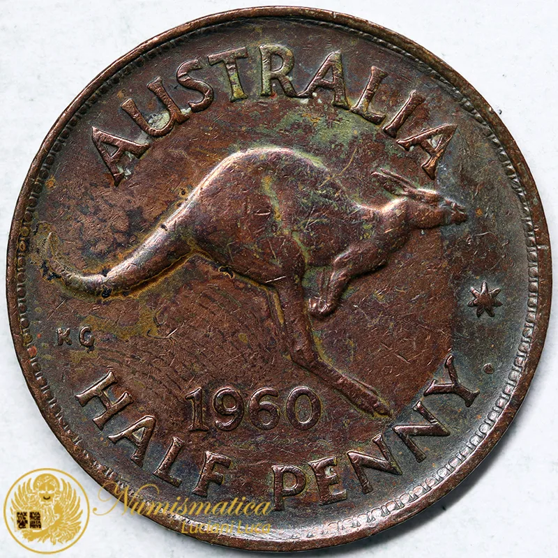 Australia 1/2 Half Penny 1960 Elisabetta II Kangaroo #6345