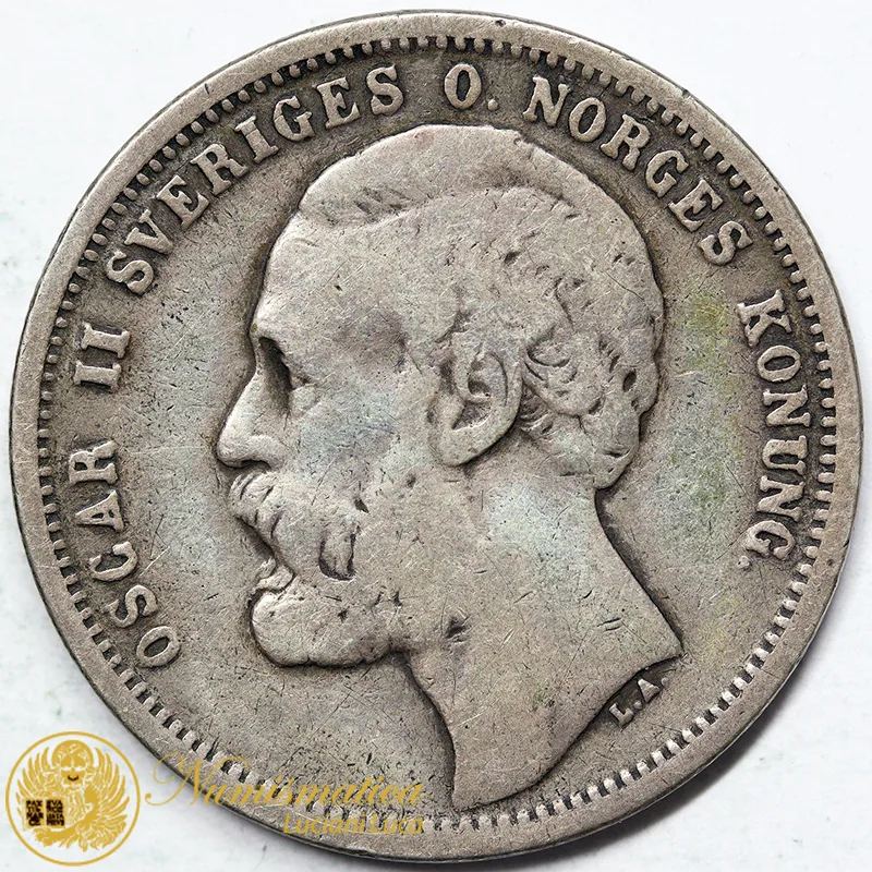 SVEZIA 1 Corona 1876 ST Argento #6384