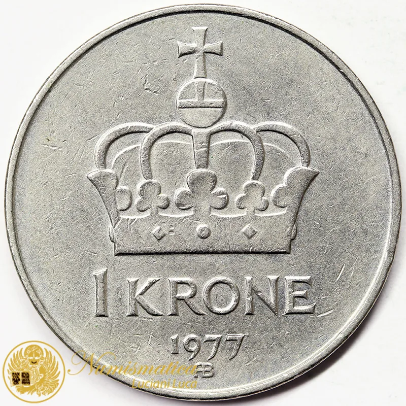 NORVEGIA 1 KRONE 1977 OLAV V #6419