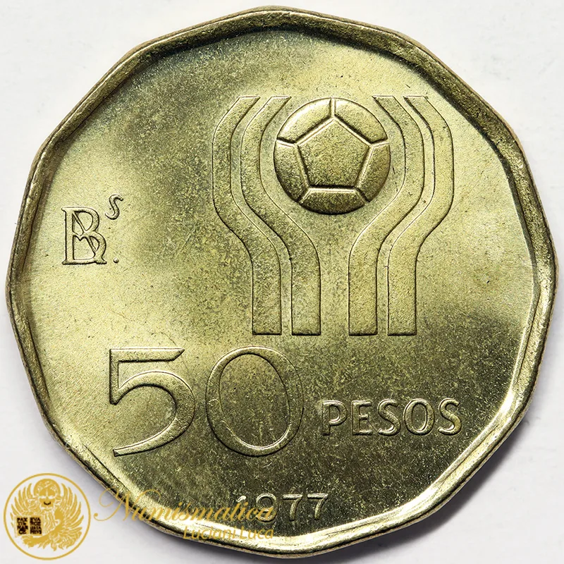 ARGENTINA 50 Pesos 1977  Mondiali Calcio Fdc #6427