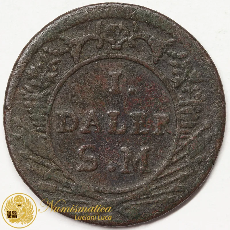 SVEZIA 1 DALER 1718 CARL XII AGILE AND READY EMERGENCY COINAGE #6444