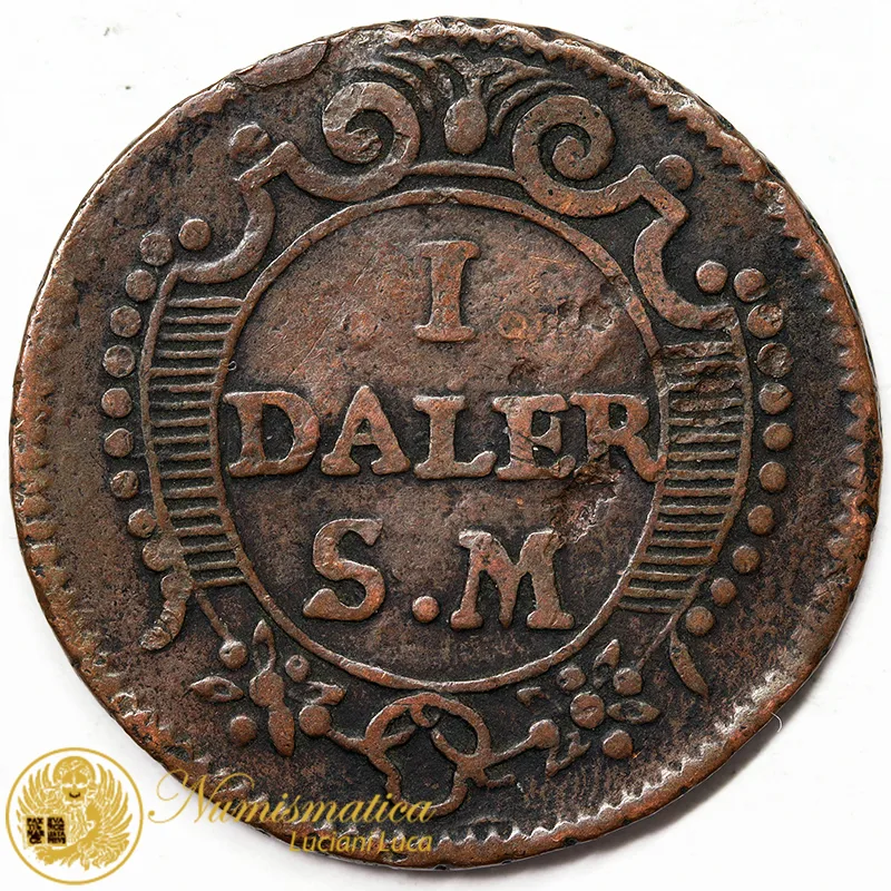 SVEZIA 1 DALER 1718 CARL XII MERCURY EMERGENCY COINAGE #6458