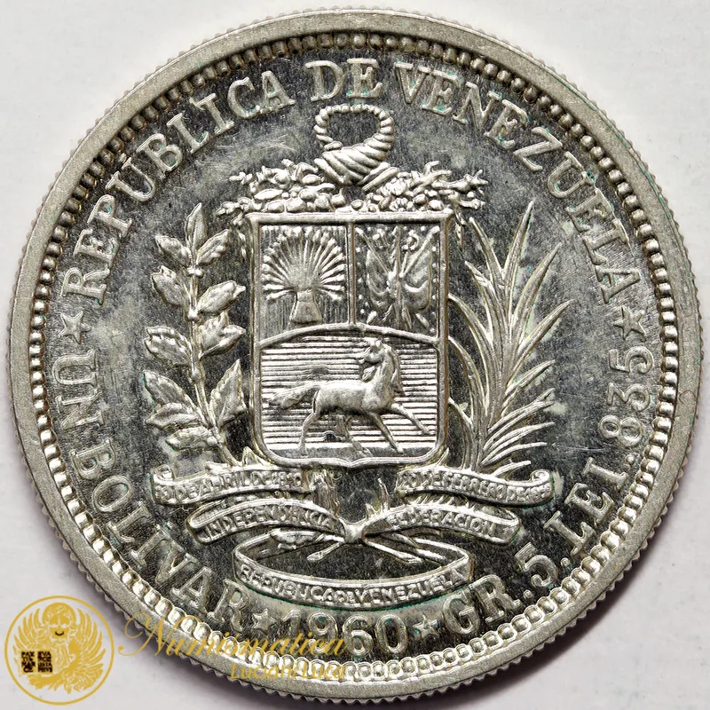 VENEZUELA 1 BOLIVAR 1960 ARGENTO #6468