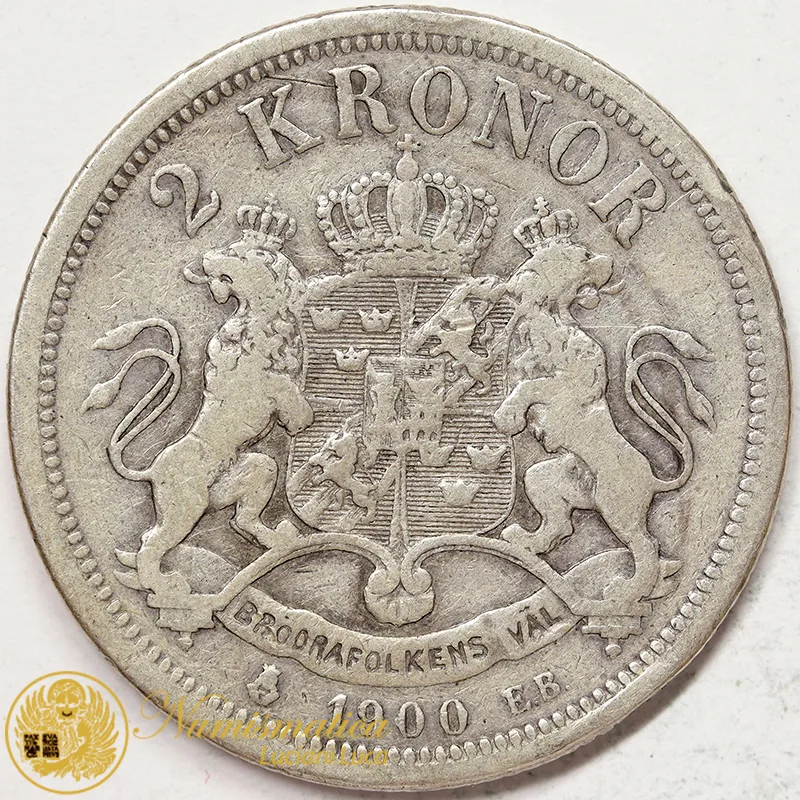 Svezia 2 Corone 1900 EB Oscar II argento #4276
