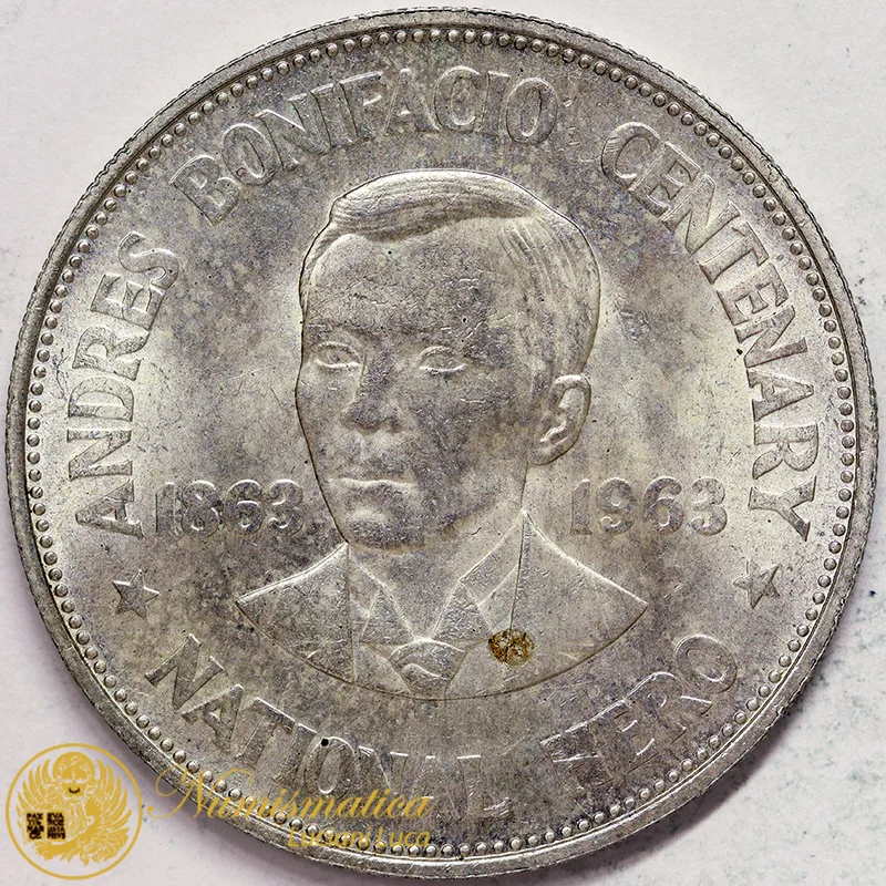 FILIPPINE 1 PESO 1963 ANDRES BONIFACIO KM 193 argento #2391