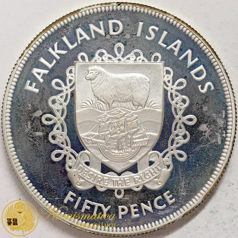 ISOLE FALKLAND 50 Pence 1977 argento #2393