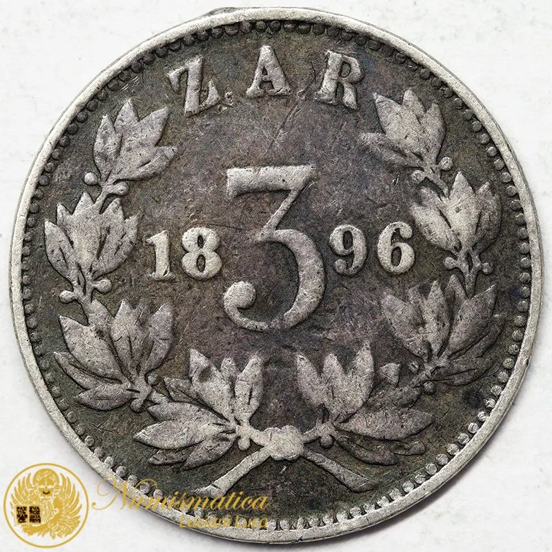 SUDAFRICA 3 PENCE 1896  (KM#3) ARGENTO #6625