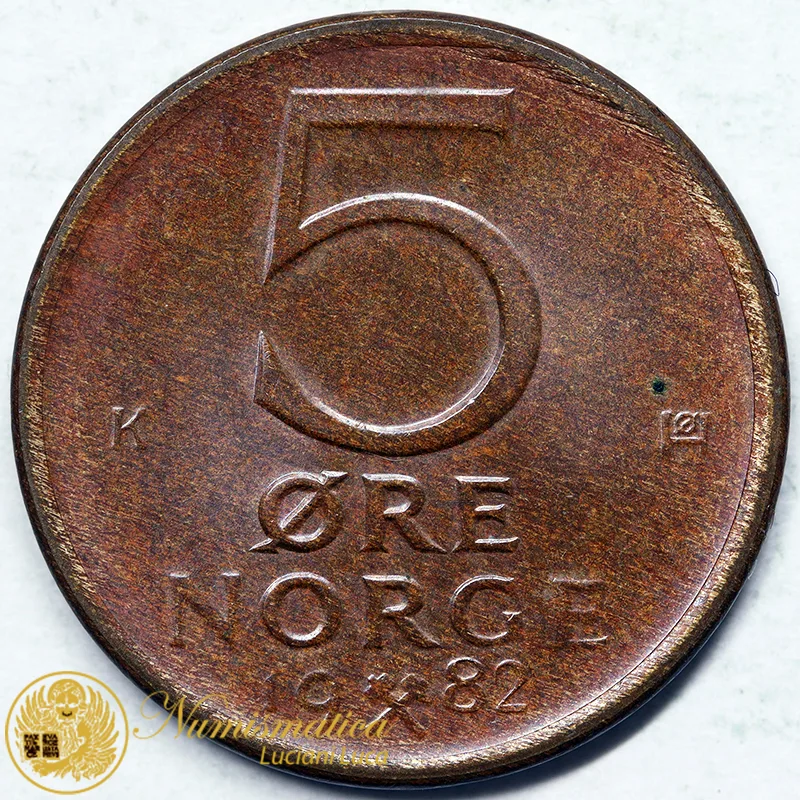 NORVEGIA 5 ORE 1982 OLAV V #6628
