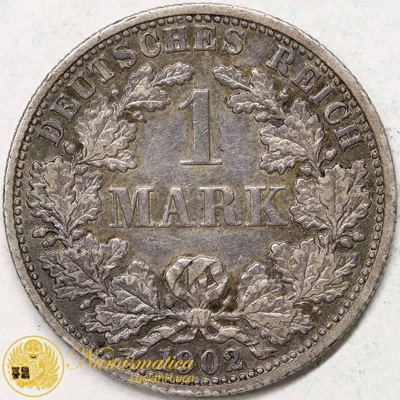 GERMANIA 1 Marco 1902 F Impero argento BB #2979